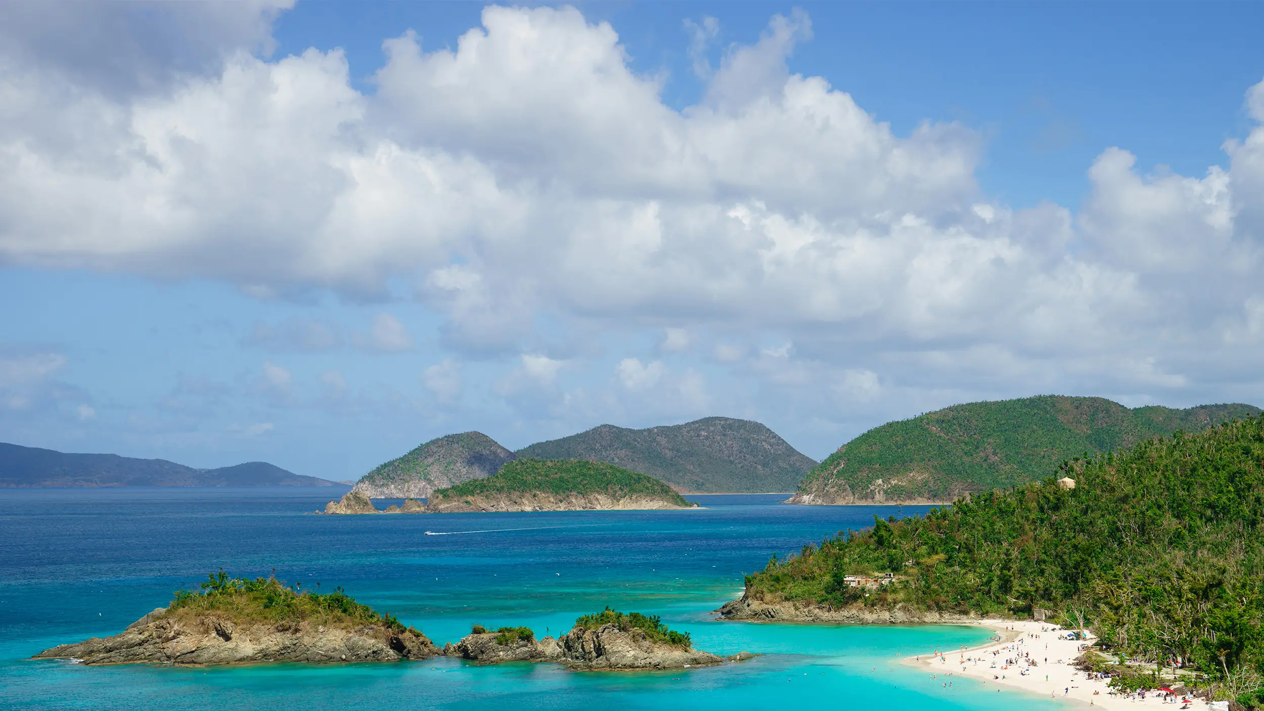 beautiful bay island with beach green hills st john us virgin islands